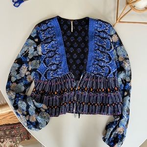 Free people blouse with adjustable tie front